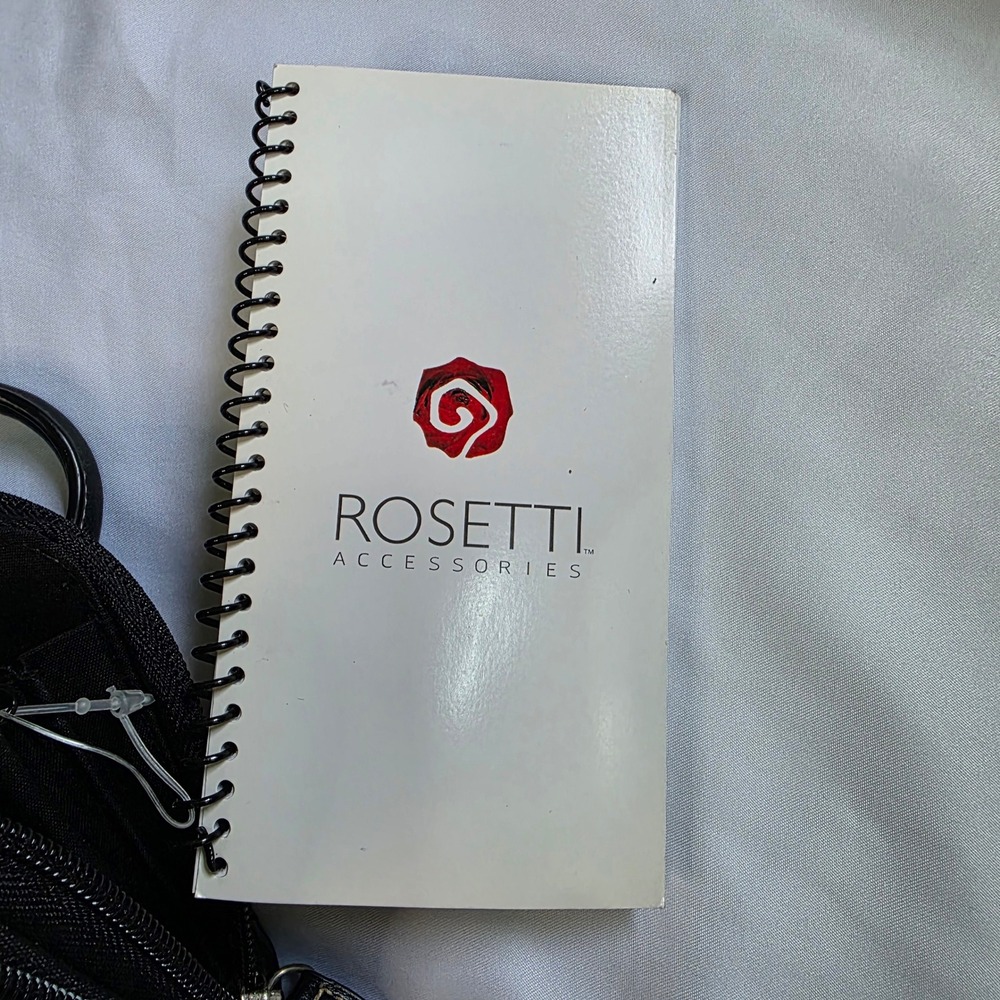 Vintage Rosetti Black Organizer Crossbody Bag Wallet Calculator Mirror retro - Picture 6 of 16